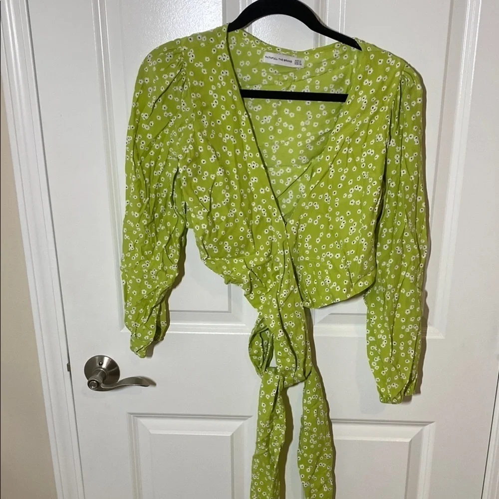 Faithfull the Brand Tianna Top Tiare Floral Print Wrap Tie Top size 2